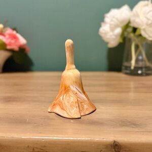 Alabama Clay Studio Pottery Bell Handcrafted Marbled Orange Ceramic Bell